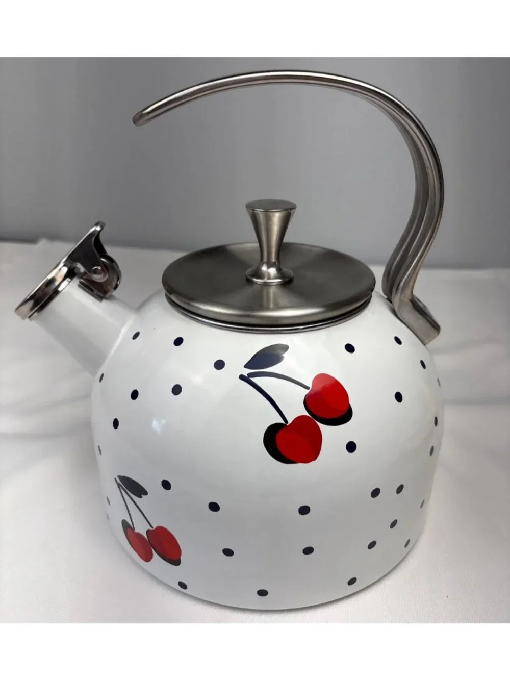 Kate Spade New York Lenox Cherry Dot Teapot Stainless Steel Handle Whimsical
